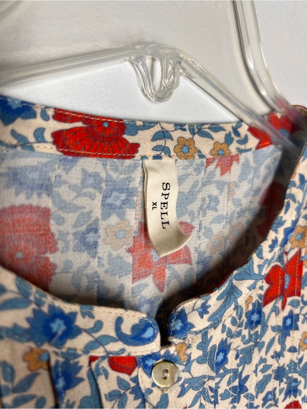 Spell Village Blouse Sky Floral Long Sleeve Button Front Top Sz XL - Picture 6 of 7